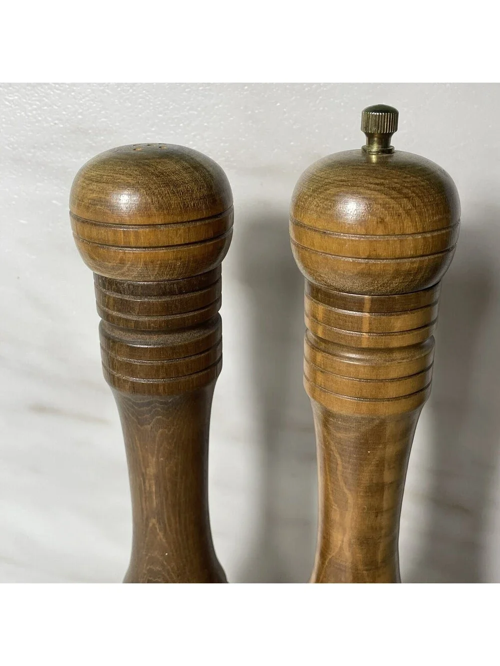MCM Wooden Salt Shaker & Pepper Grinder Boho Regency Style 10” Alba Trading Corp